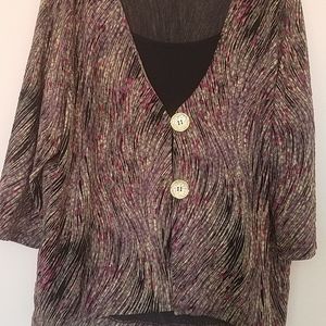 JM Collection Dressy or Work Blouse with Swirly pattern.